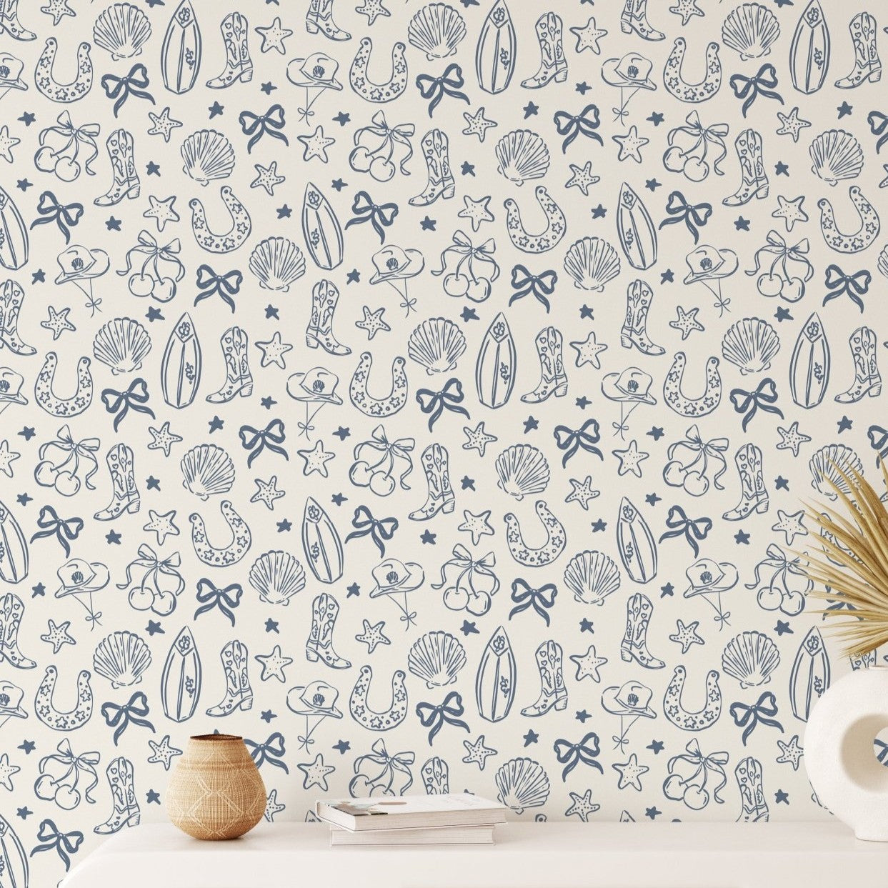 Coastal Cowgirl Peel and Stick Wallpaper (Blue)
