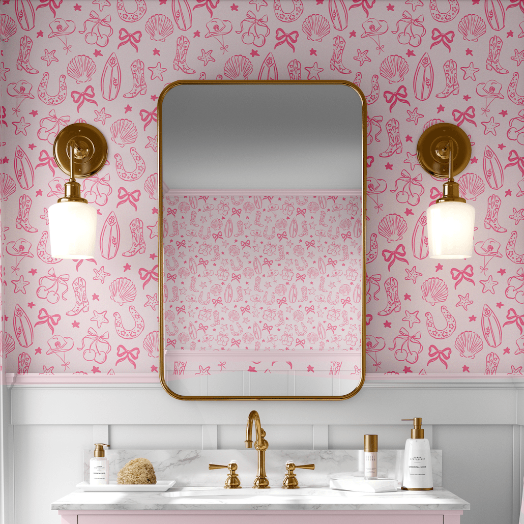 Coastal Cowgirl Peel and Stick Wallpaper (Pink)