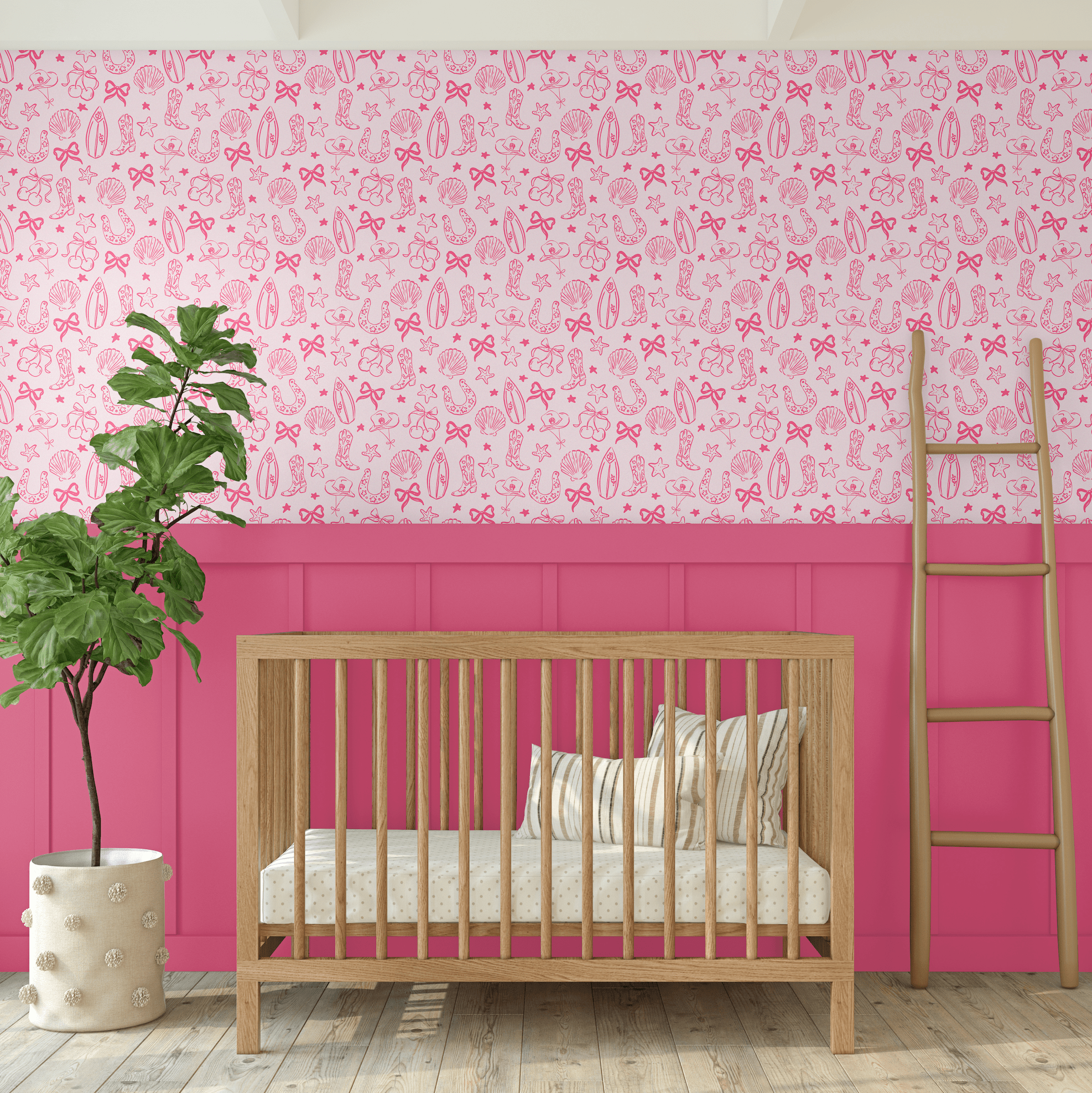 coastal cowgirl aesthetic wallpaper for baby girl nursery