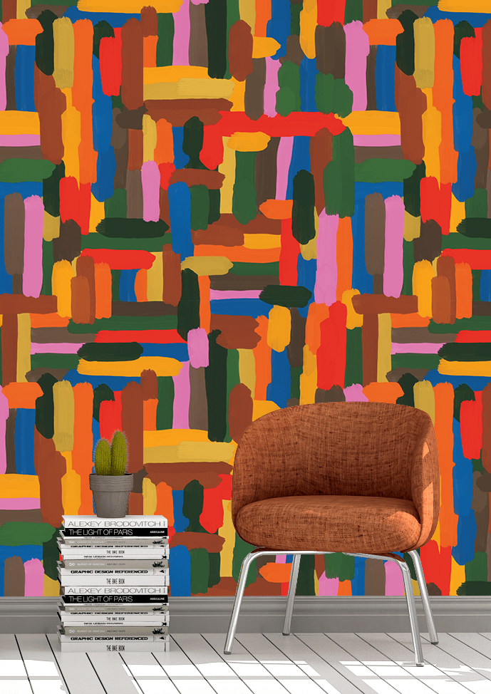 Colorful Midcentury Wallpaper For Walls (Easy Hang)