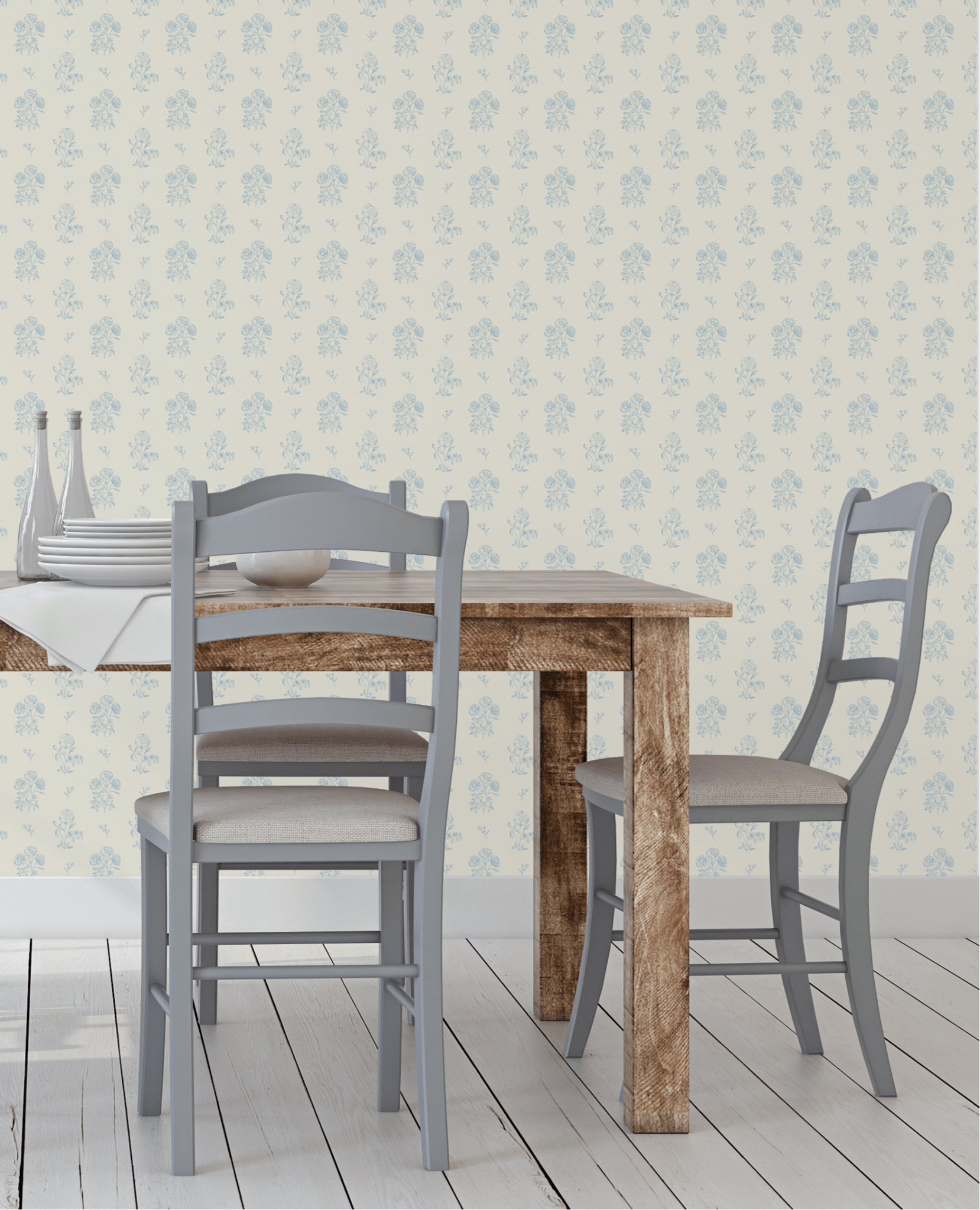 duck egg blue wallpaper with block print surface pattern for living room