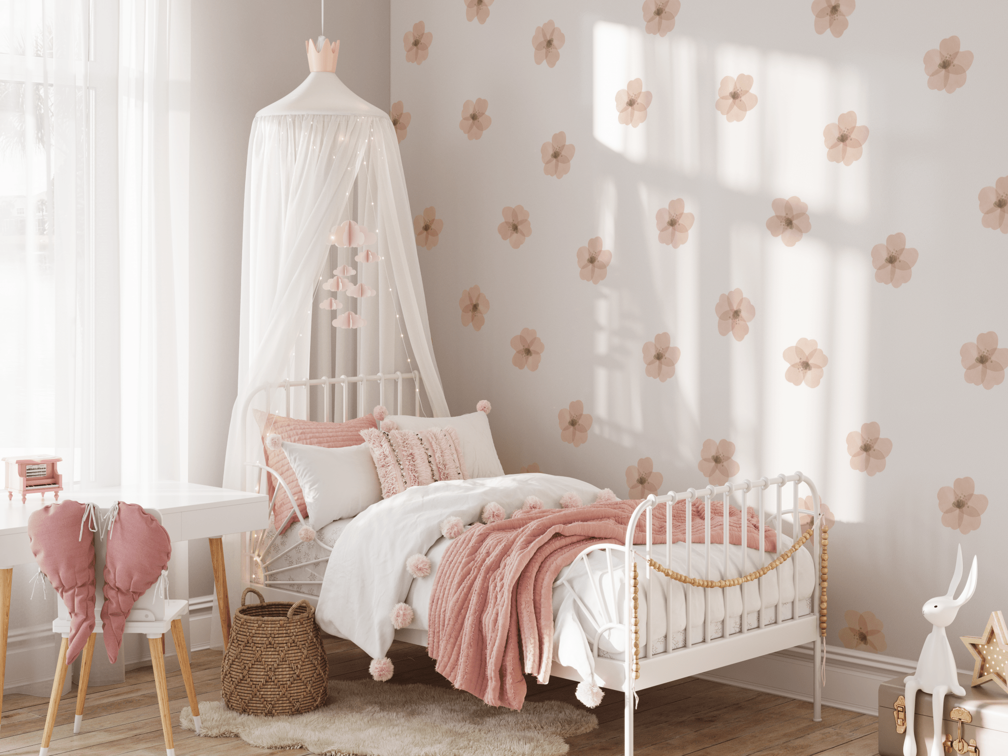 Dusky Rose Wall Stickers (Peel and Stick Decals)