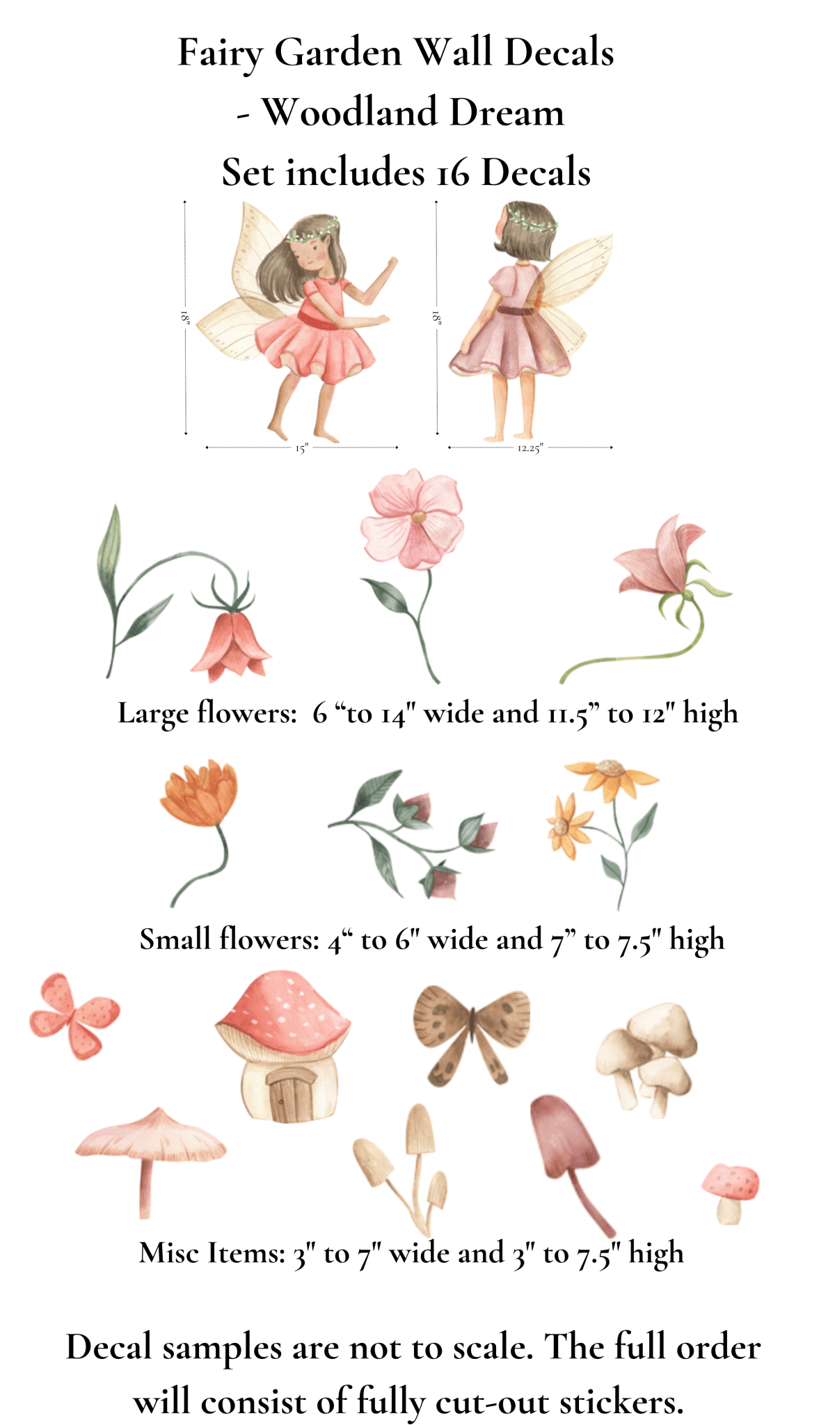 Fairy Garden Wall Stickers (Peel and Stick Decals)