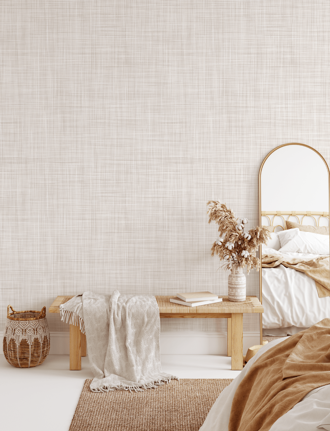 Grass Cloth Removable Wallpaper, Linen Removable Wallpaper, Natural Wallpaper, Texture Peel and Stick, Accent Wall, Grasscloth peel and stick wallpaper