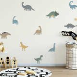 Kids' room decorated with vibrant dinosaur wall stickers, creating a fun and adventurous space for playtime and learning