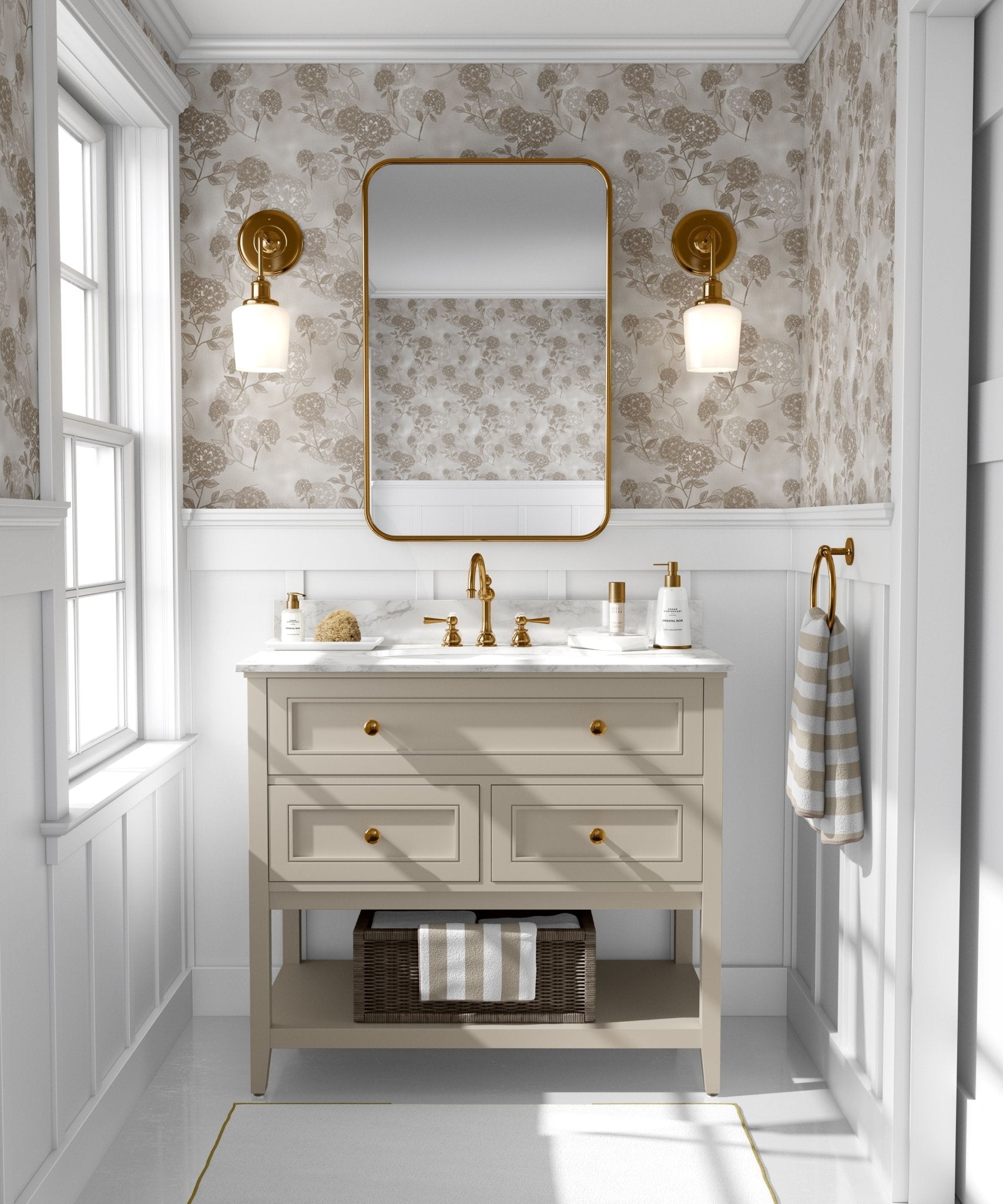 Linen Hydrangea Peel and Stick Wallpaper (Self-Adhesive)