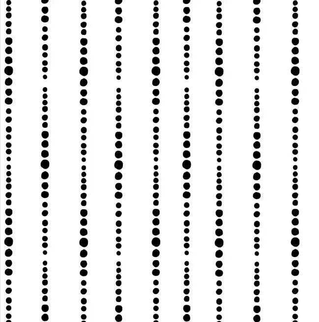 Close-up of geometric dot stripe pattern in black on white wallpaper