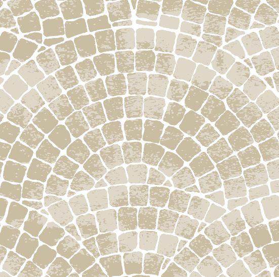 Sample view of Natural Mosaic Tile wallpaper design with detailed beige arches on a white background.