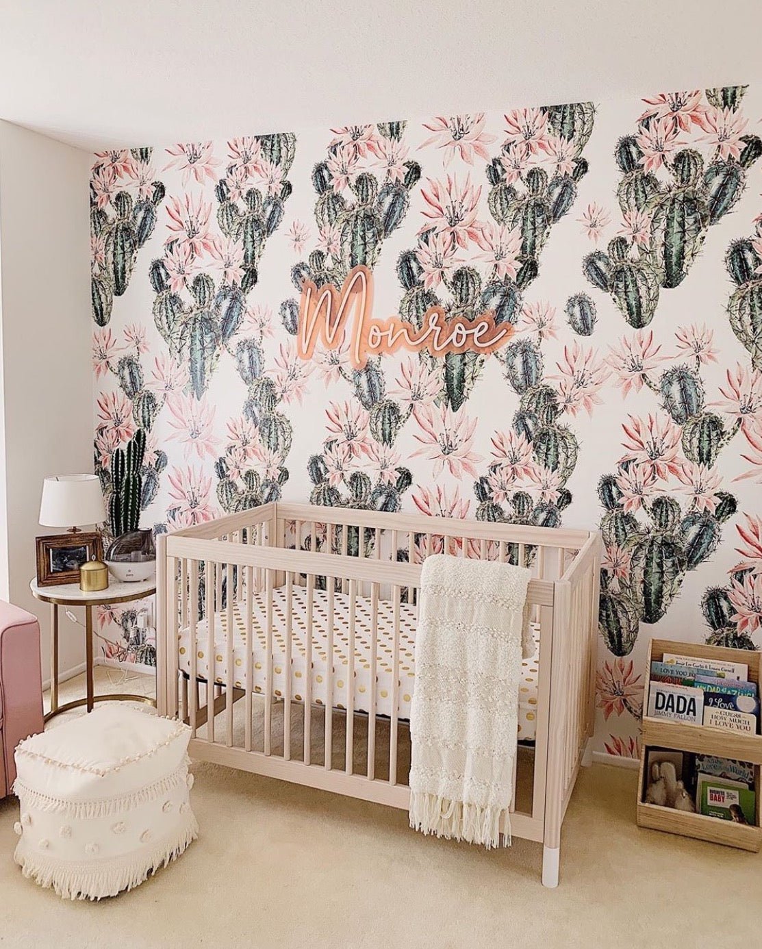 desert nursery decor with cactus peel and stick wallpaper for walls