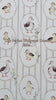 Different ducklings with stripes on wallpaper with a brown paint swatch. 