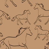 Close-up view of Racing Pony wallpaper featuring hand-drawn galloping horse pattern.
