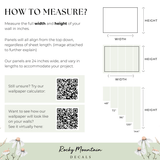 An image explaining how to figure out what wallpaper is best for a specific wall based on it's width and height