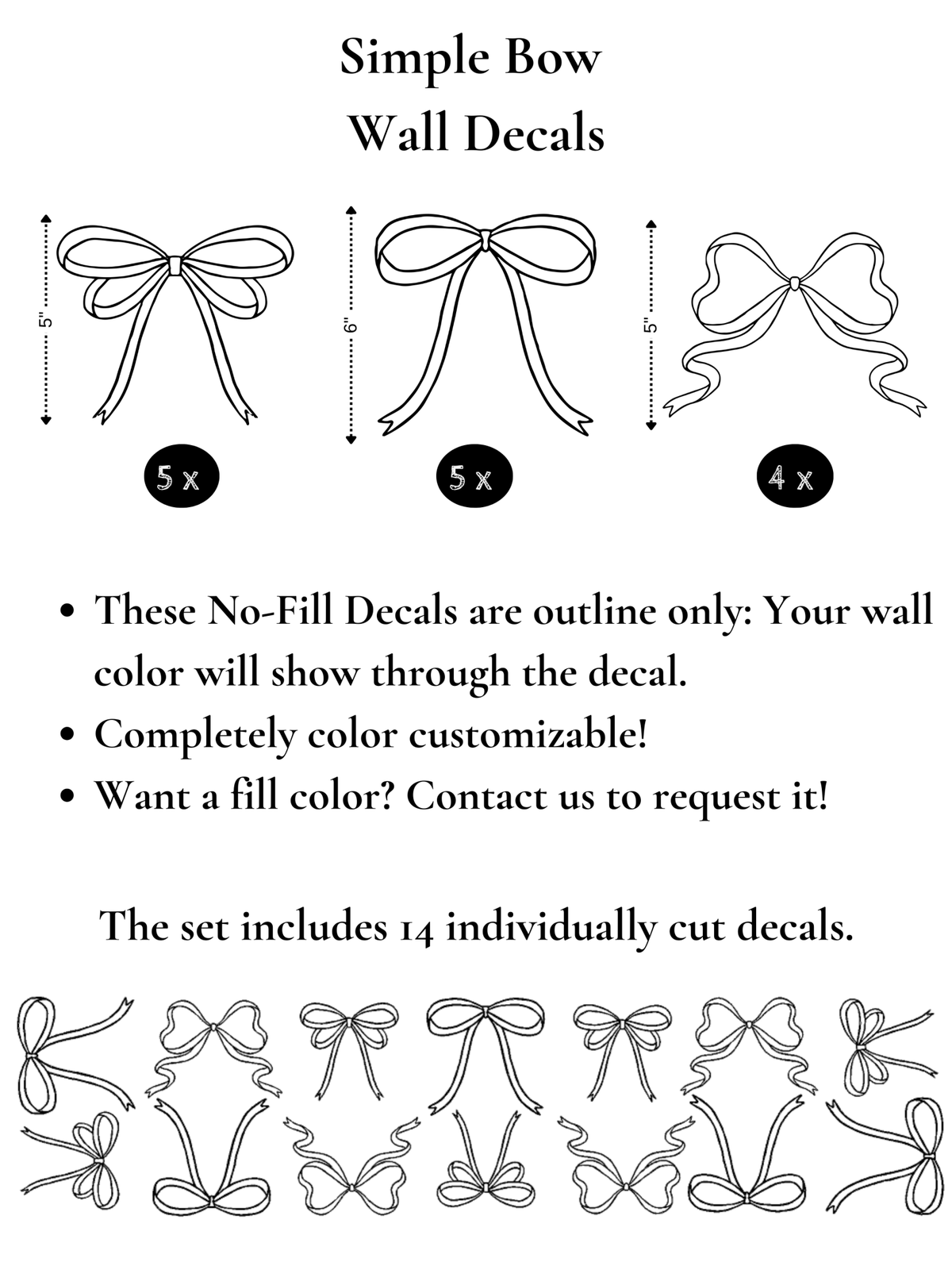 Simple Bow Sticker Simple Bow Wall Decals (Peel and Stick Decals)