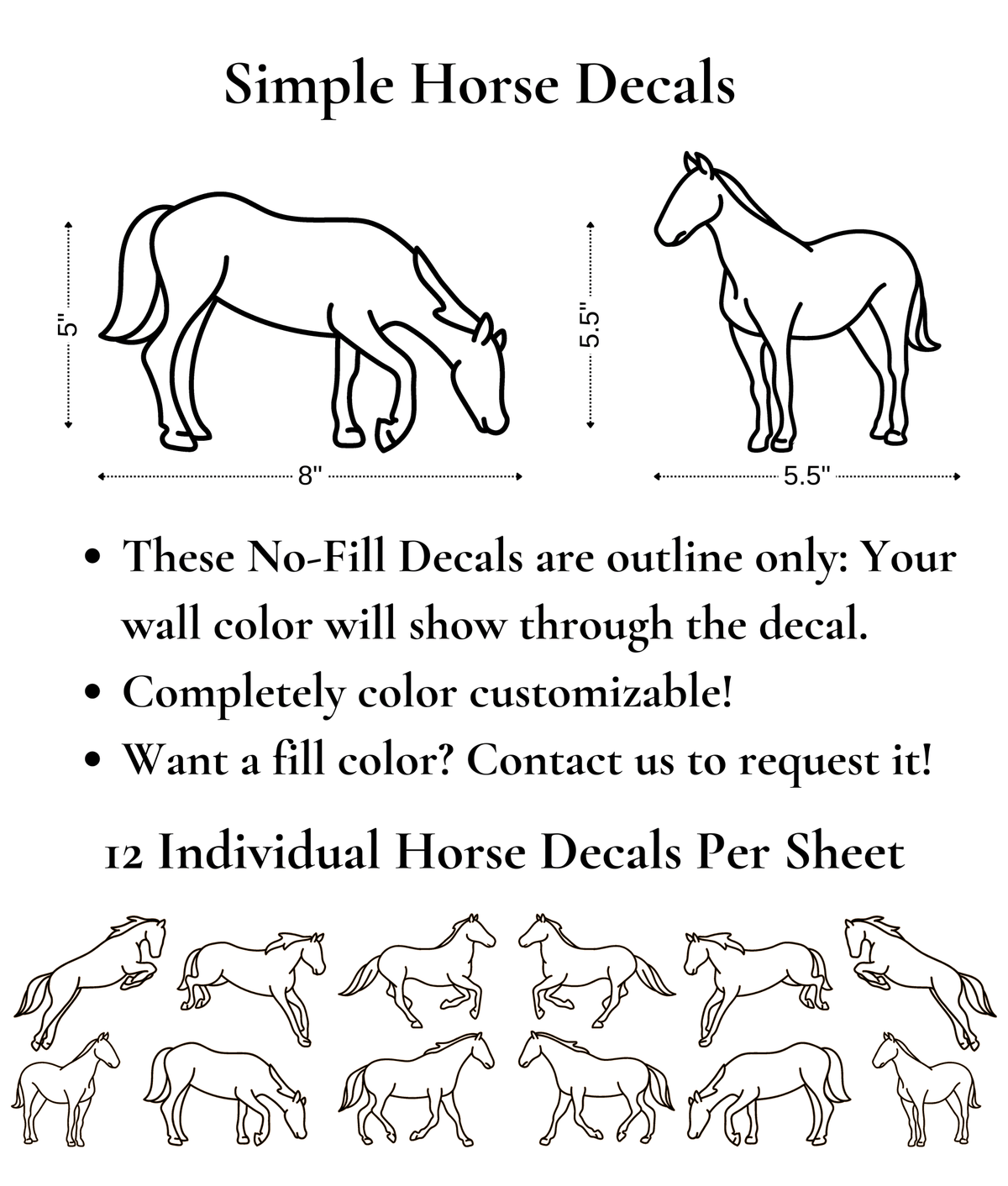 Simple Delcals Simple Horse Decals (Peel and Stick Decals)
