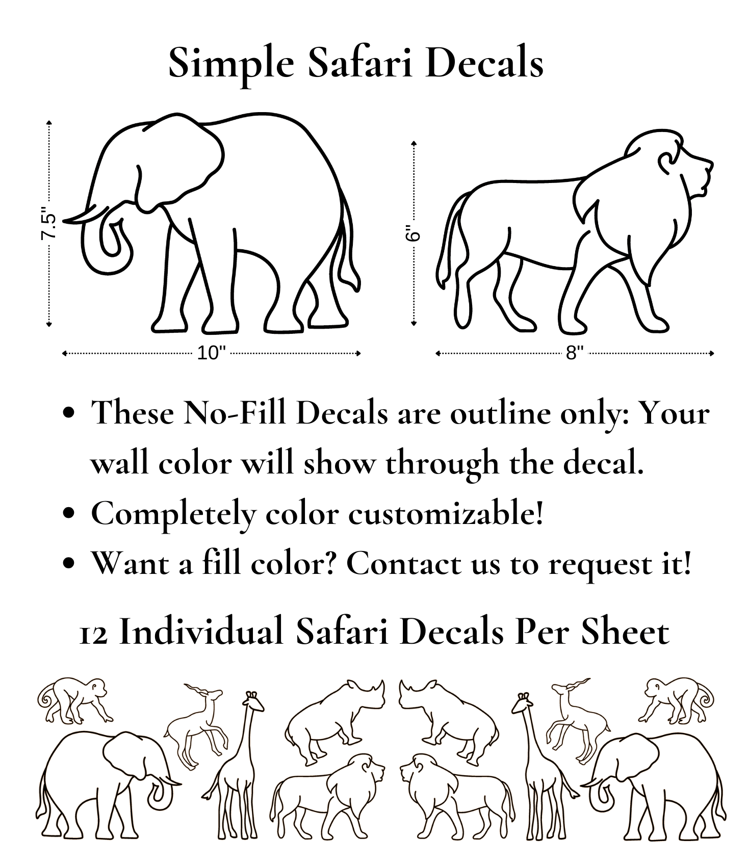 Simple Delcals Simple Safari Animal Decals (Peel and Stick Decals)