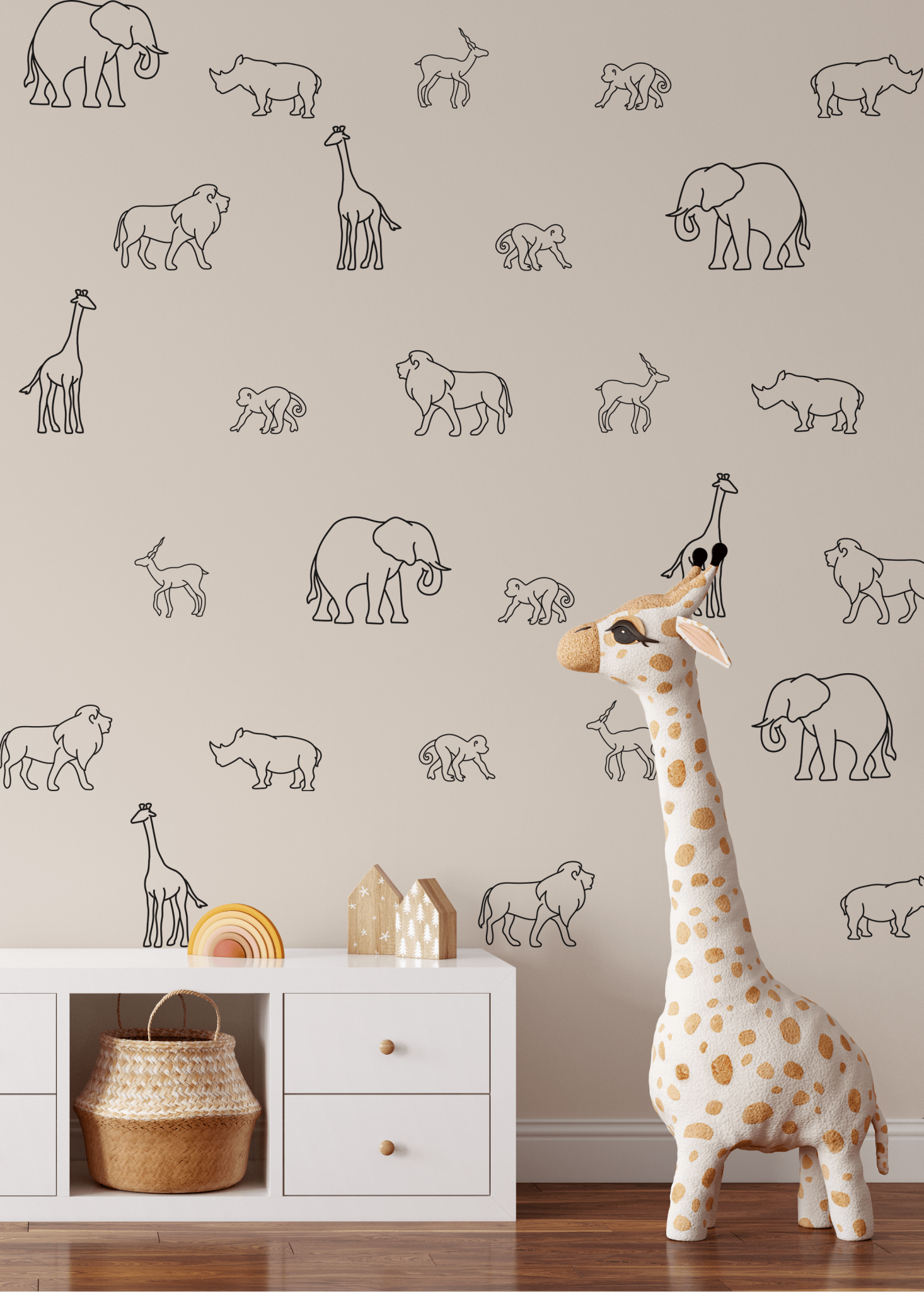 Simple Delcals Simple Safari Animal Decals (Peel and Stick Decals)