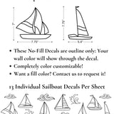 Simple Sailboat Decals (Peel and Stick Decals)