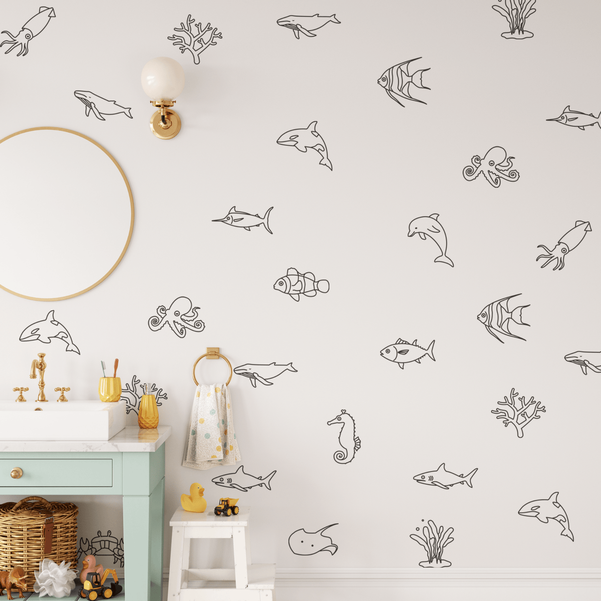 Simple Underwater Wall Stickers (Peel and Stick Decals)