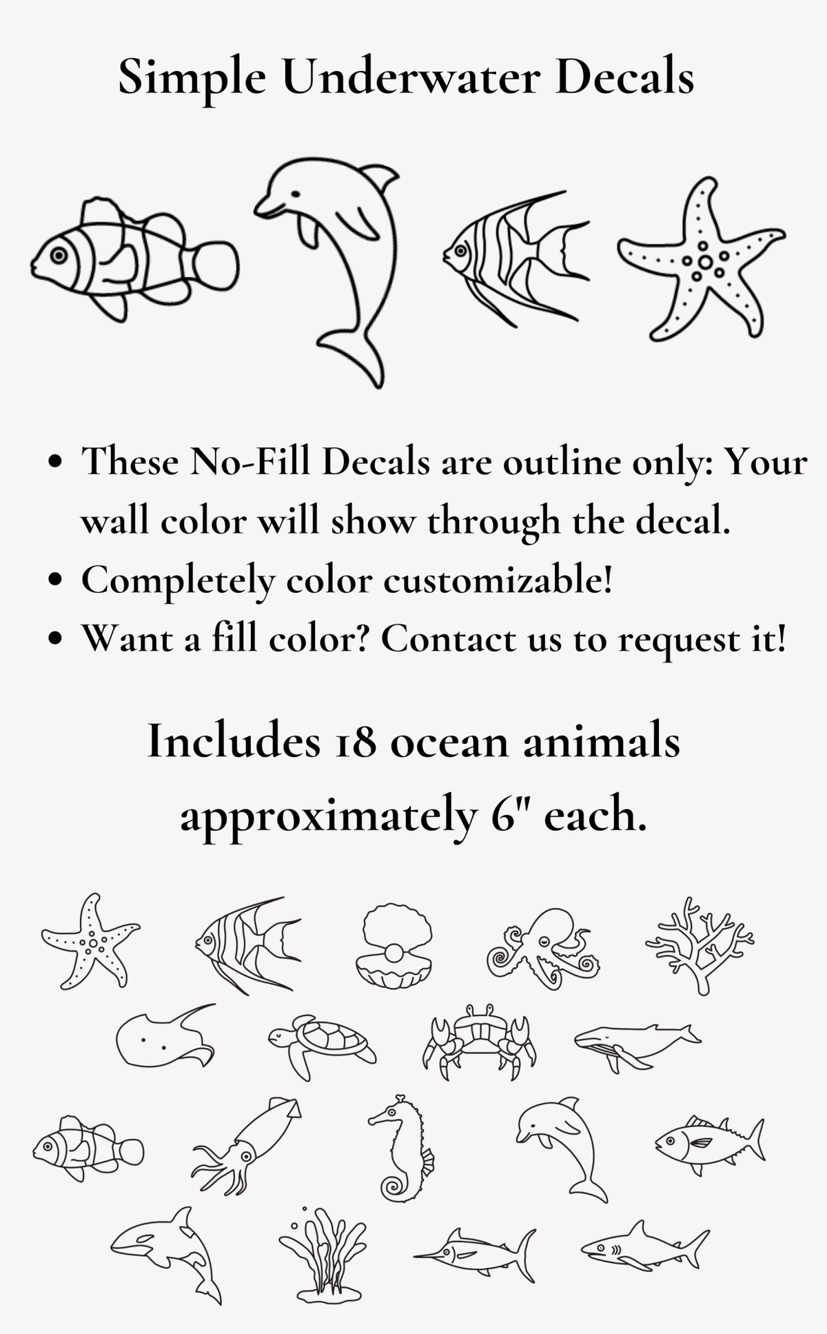 Simple Underwater Wall Stickers (Peel and Stick Decals)