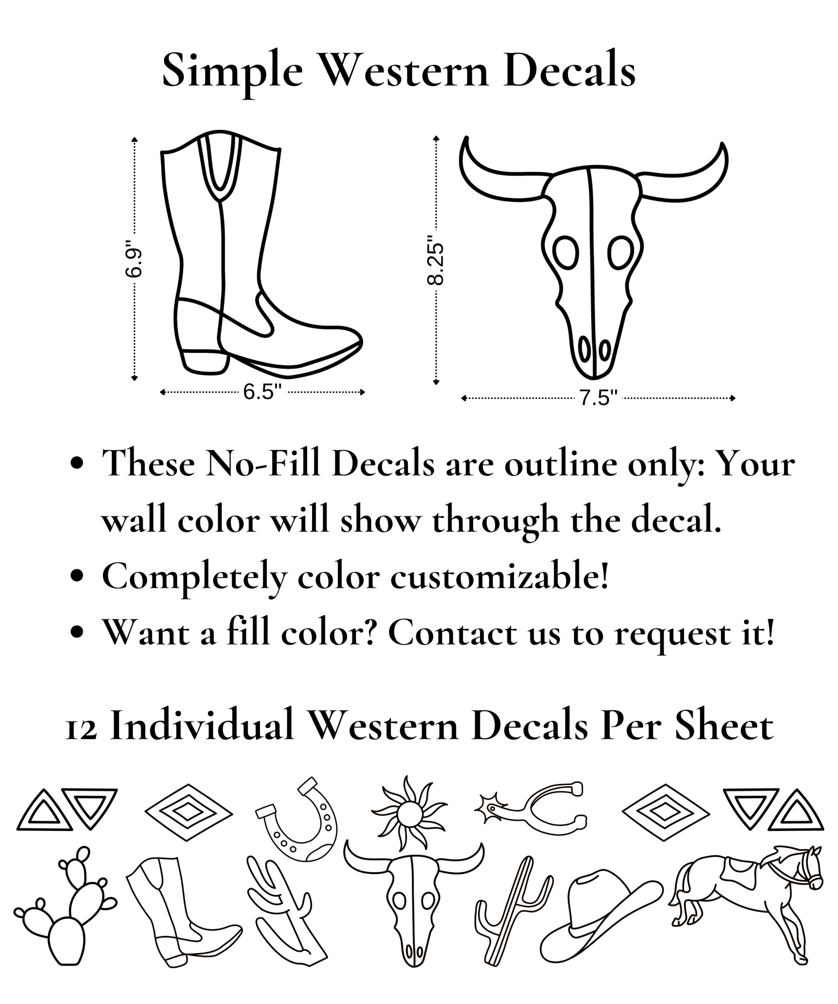 Simple Delcals Simple Western Decals (Peel and Stick Decals)