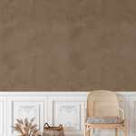 Rustic room featuring Brown Tuscany Limewash Wallpaper and white wainscoting