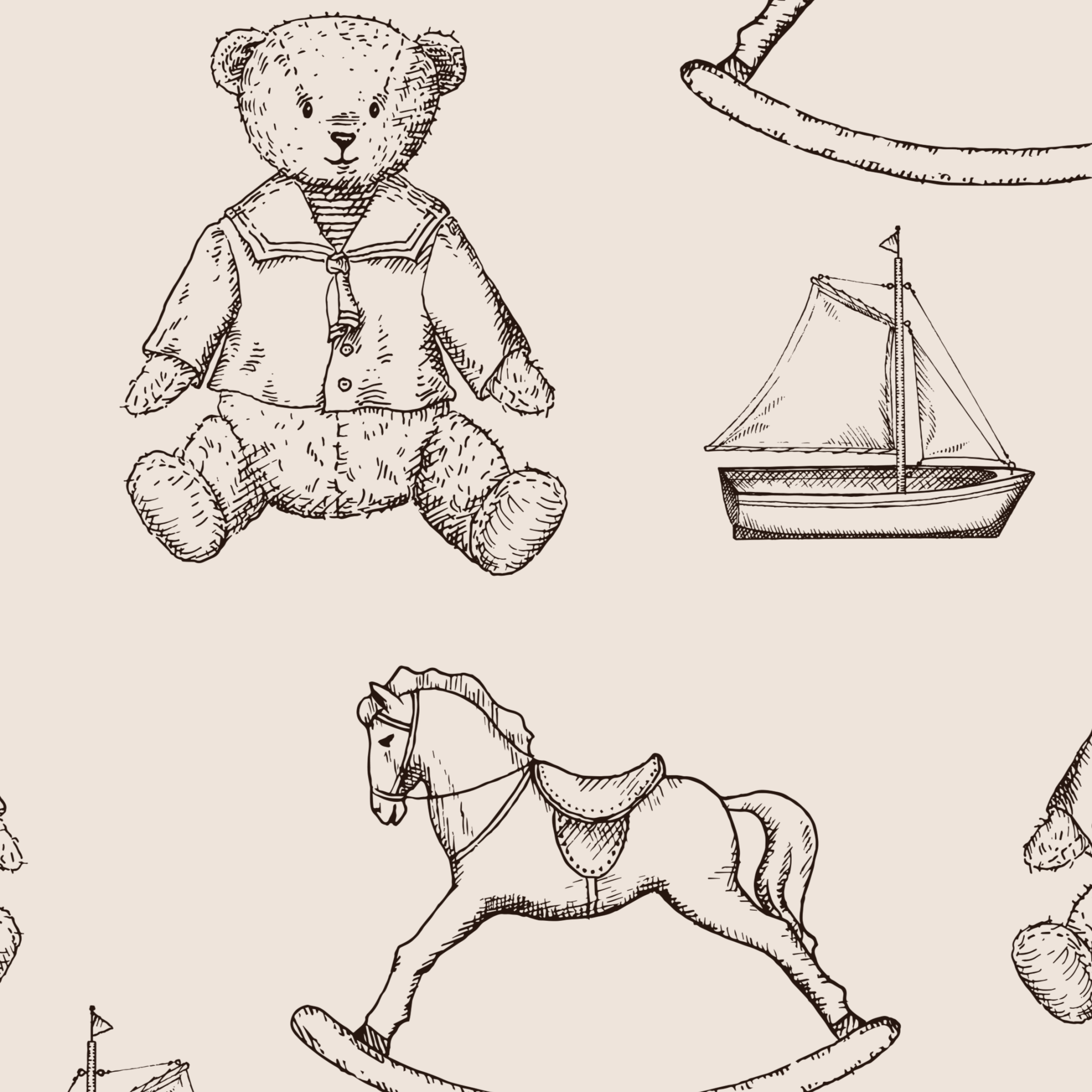 Vintage Nursery Wallpaper  - CLEARANCE 5 Sheets 24" w x 48" h