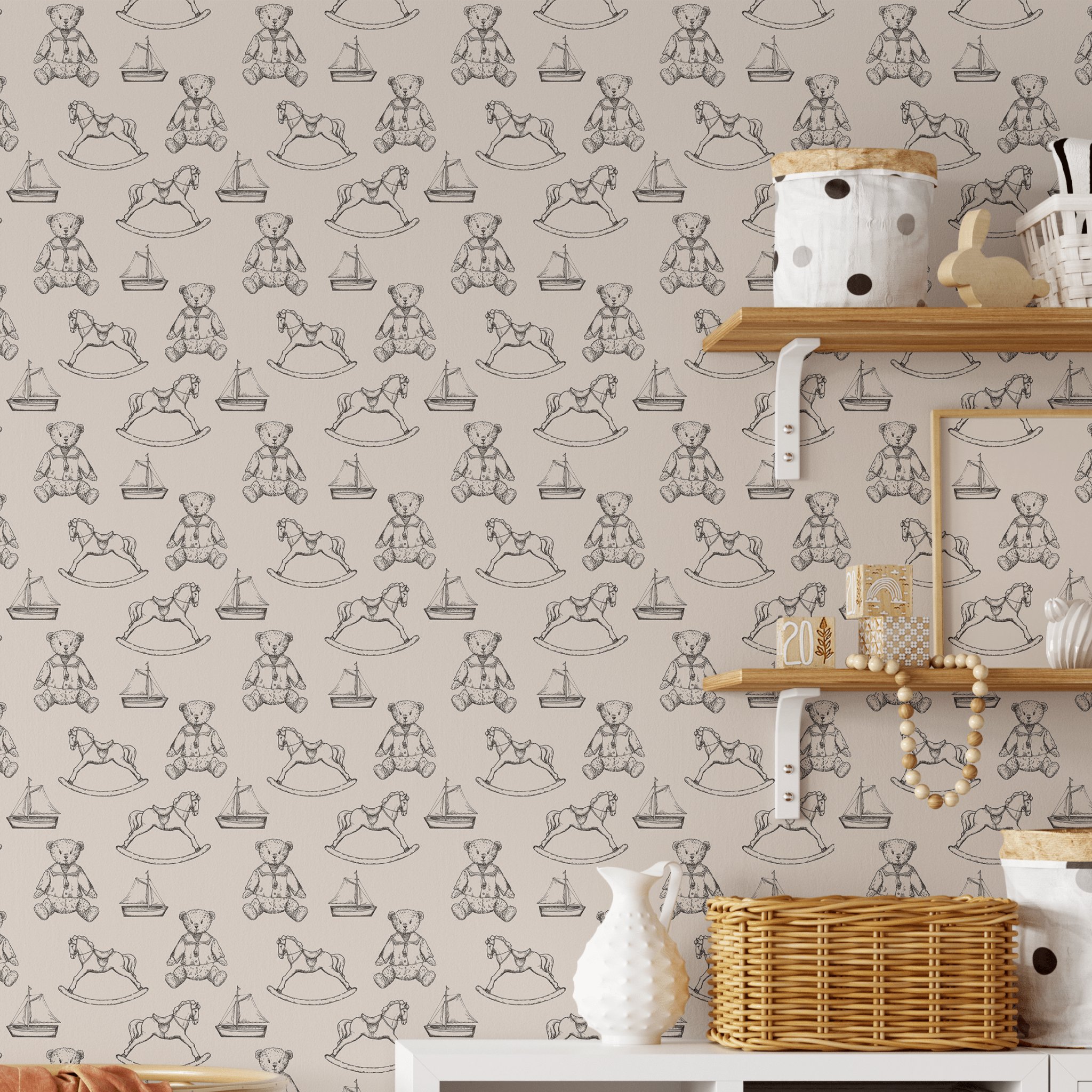 Vintage Nursery Wallpaper  - CLEARANCE 5 Sheets 24" w x 48" h