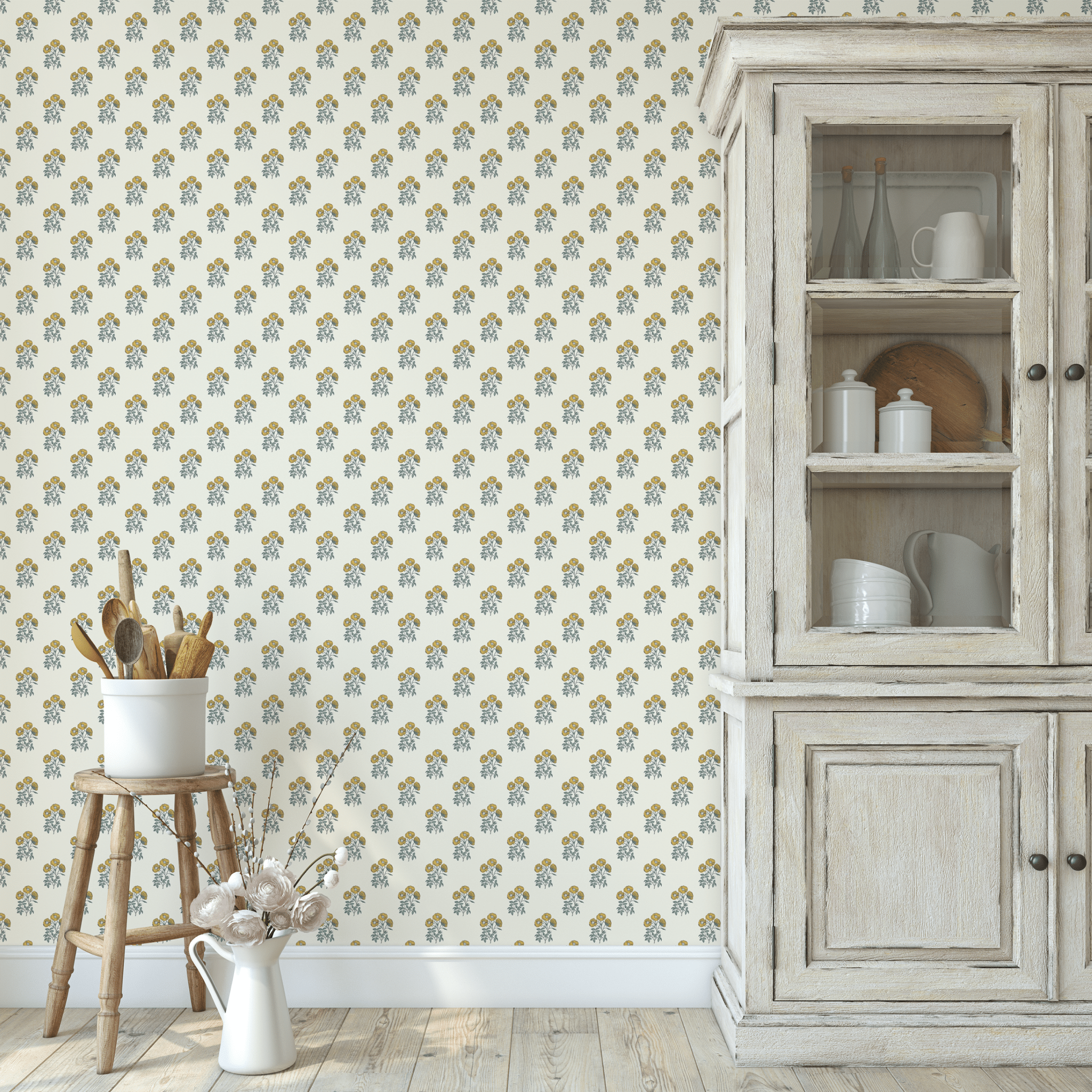 block print, wallpaper, block print wallpaper, peel and stick wallpaper, yellow wallpaper, victorian wallpaper