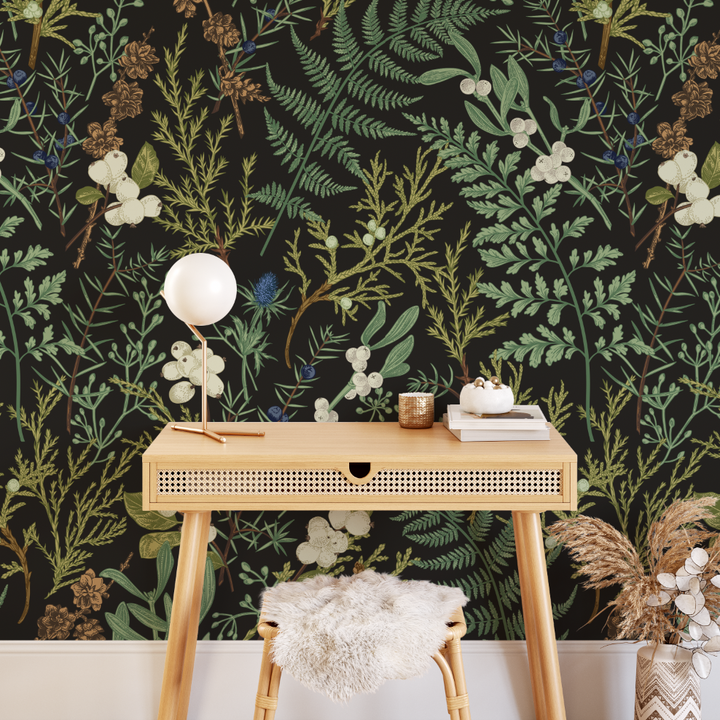 Dark Botanical Removable Wallpaper (Peel and Stick)
