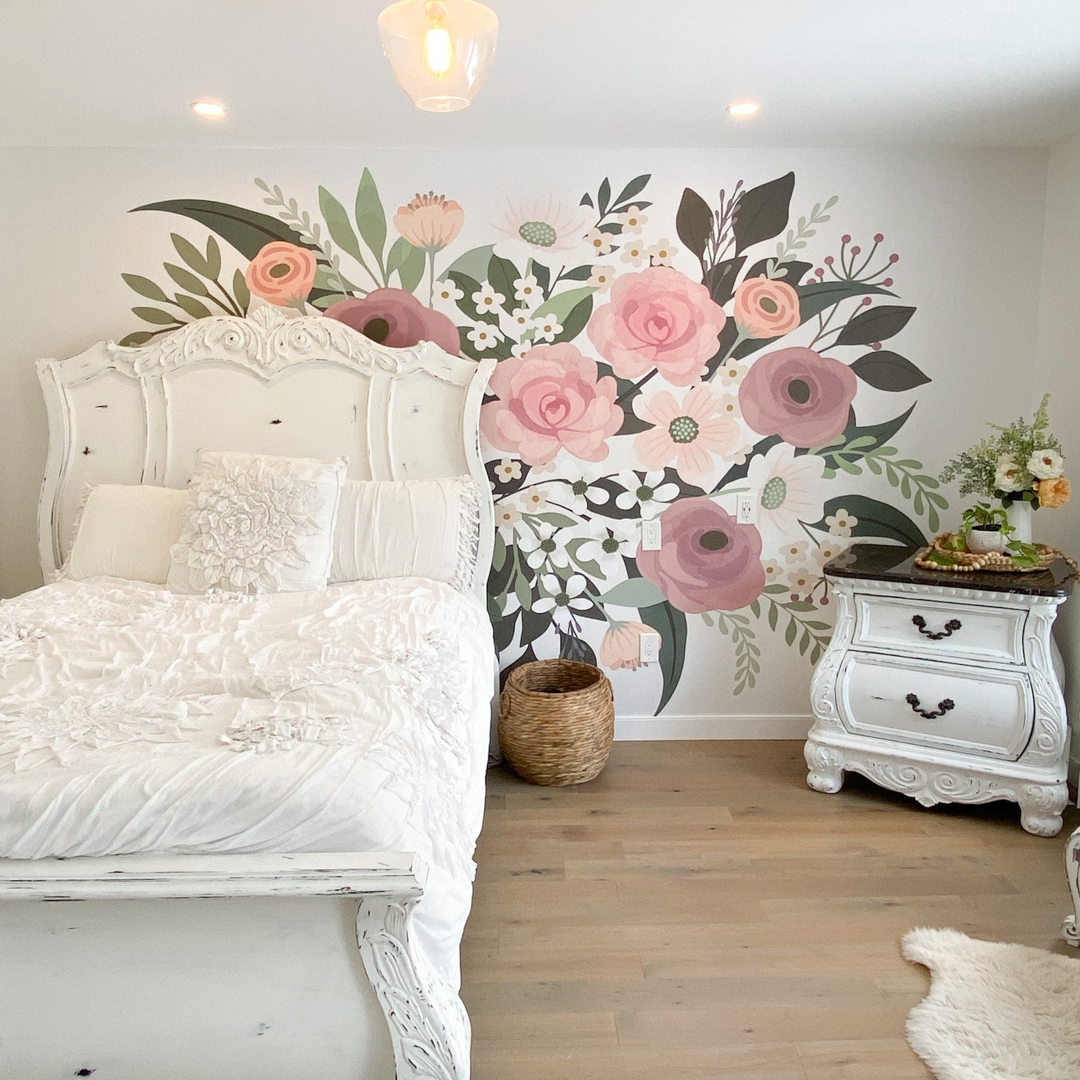 Pocketful of posies floral wall mural, flower wall covering, floral wallpaper, removable wallpaper