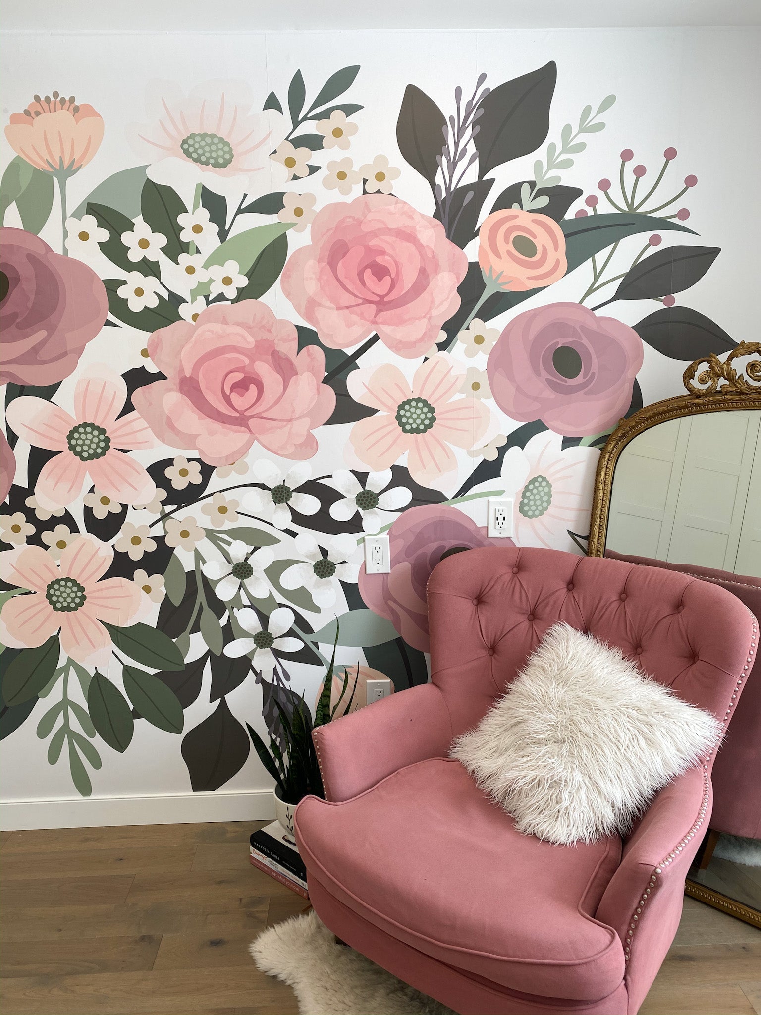 Large scale flower wall mural