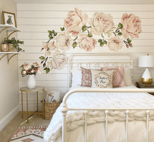 Big girl room, Floral wall decals, floral wall decal, floral decals, floral decal, peel and stick decals, floral wallpaper
