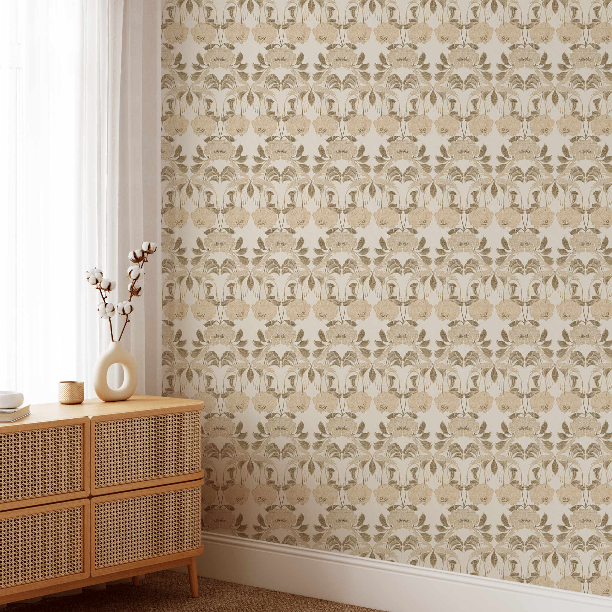 William Morris design wallpaper peel and stick beige fabric wallpaper for walls