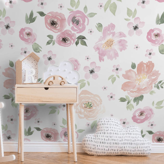 Bella Floral Wallpaper. Peel and Stick. Removable Wallpaper. Multiple Color Options Available. Accent Wall. Floral Wallpaper