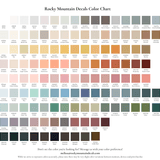 A color chart for custom wallpaper options, showcasing a range of swatches with names and codes for tailored space design.