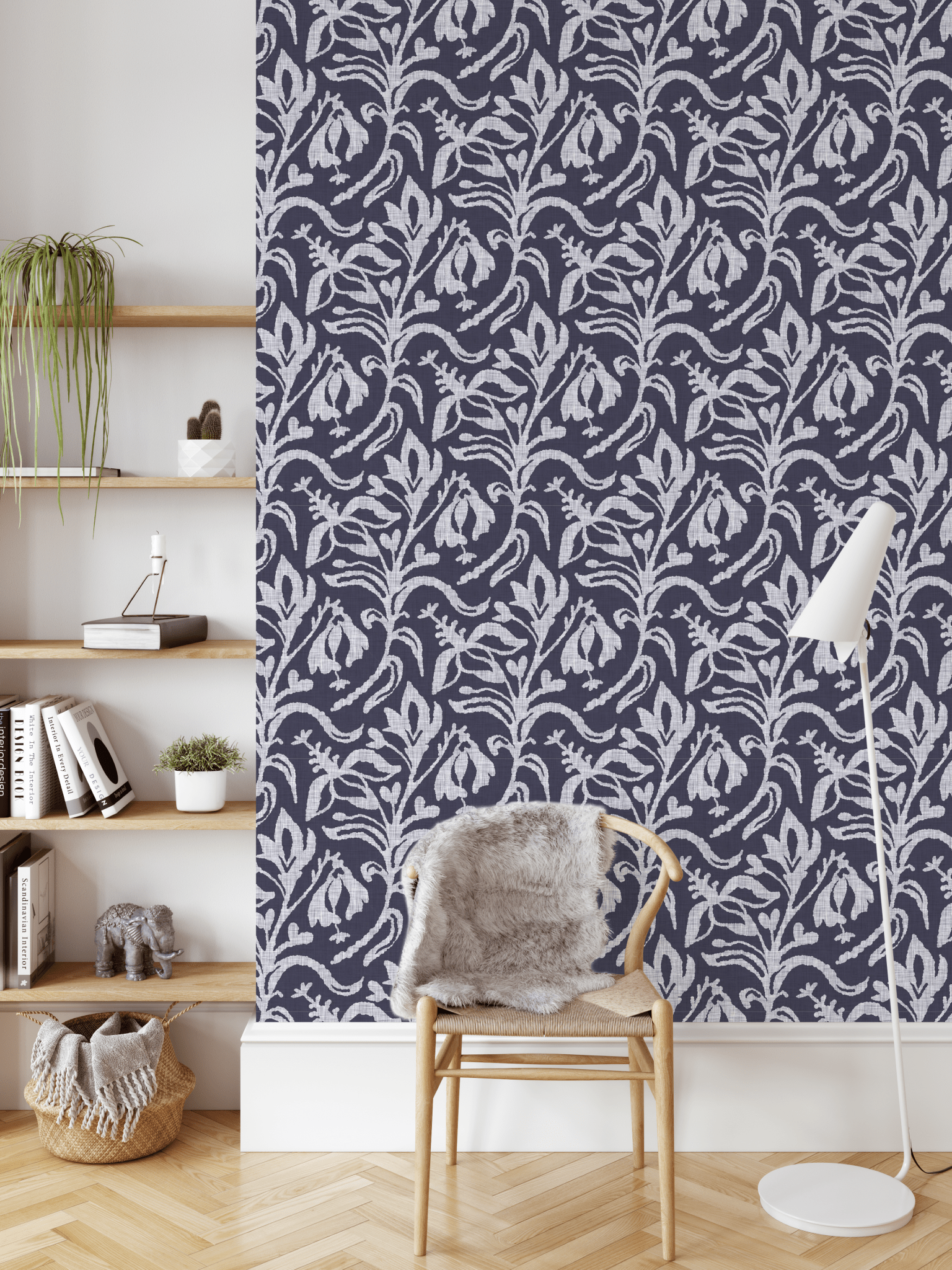 Modern Blue Linen removable wallpaper, blue self adhesive removable wallpaper for entryway