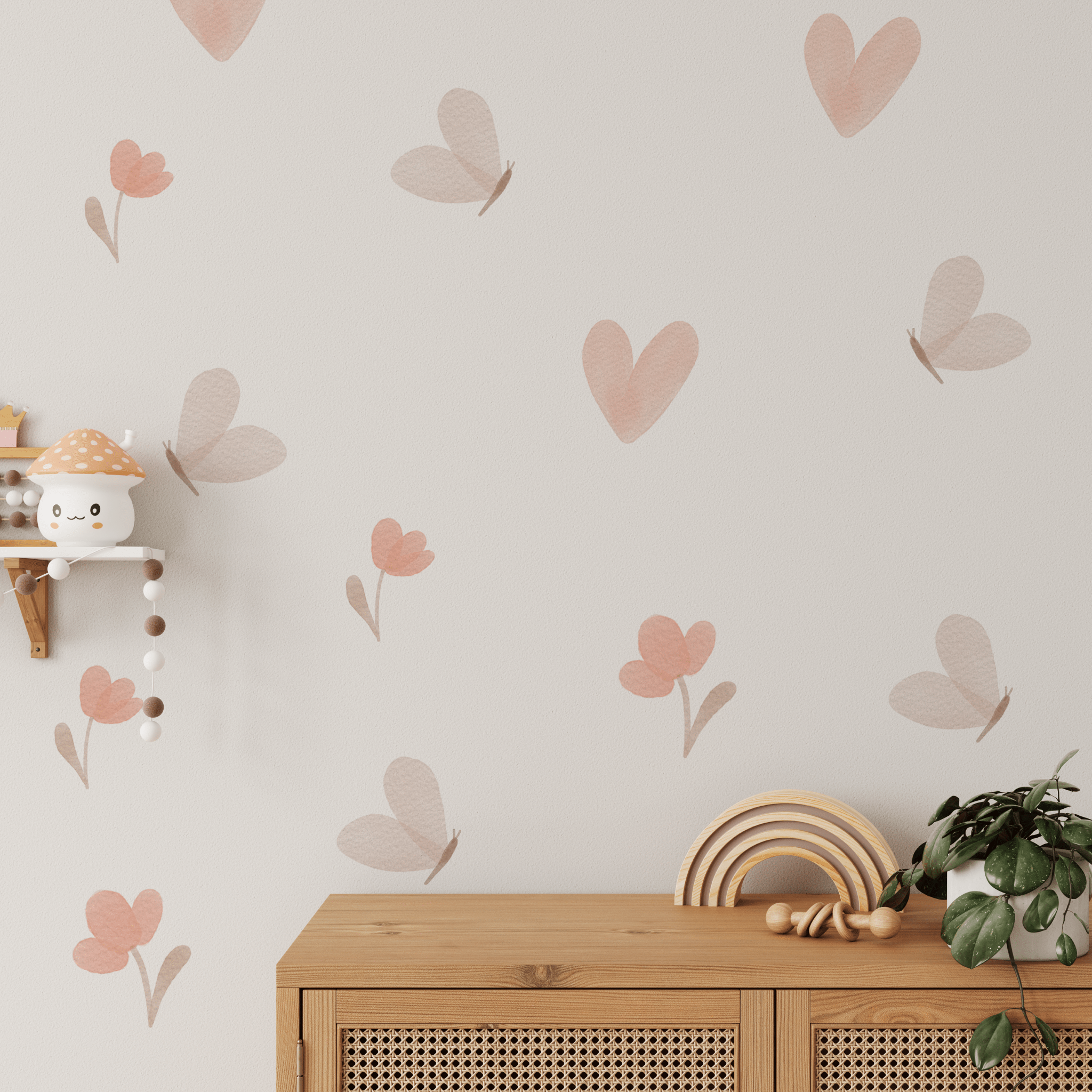 Exclusive flower, butterfly and heart wall stickers for boho style room