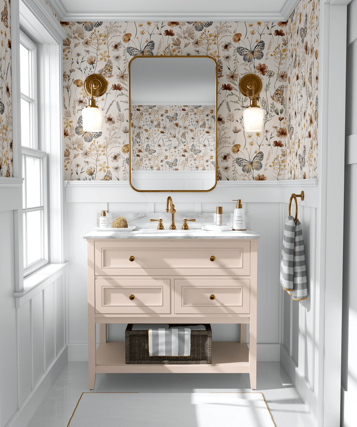 Floral Butterfly Peel and Stick Removable Wallpaper