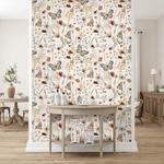 FLoral Cream Butterfly Wallpaper, Wallpaper with Butterfly, Wallpaper of Butterfly