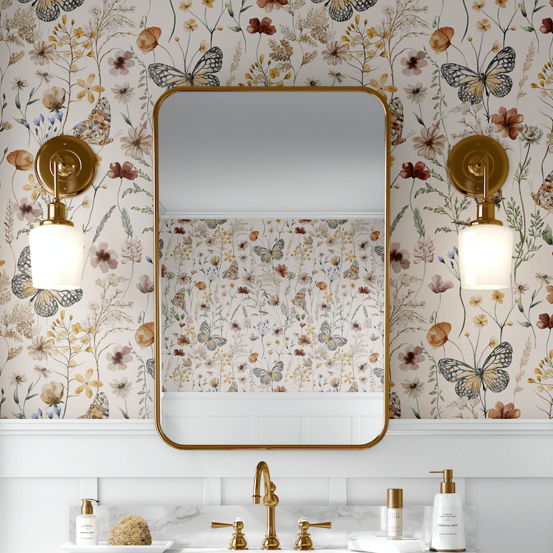 Floral Butterfly Peel and Stick Removable Wallpaper
