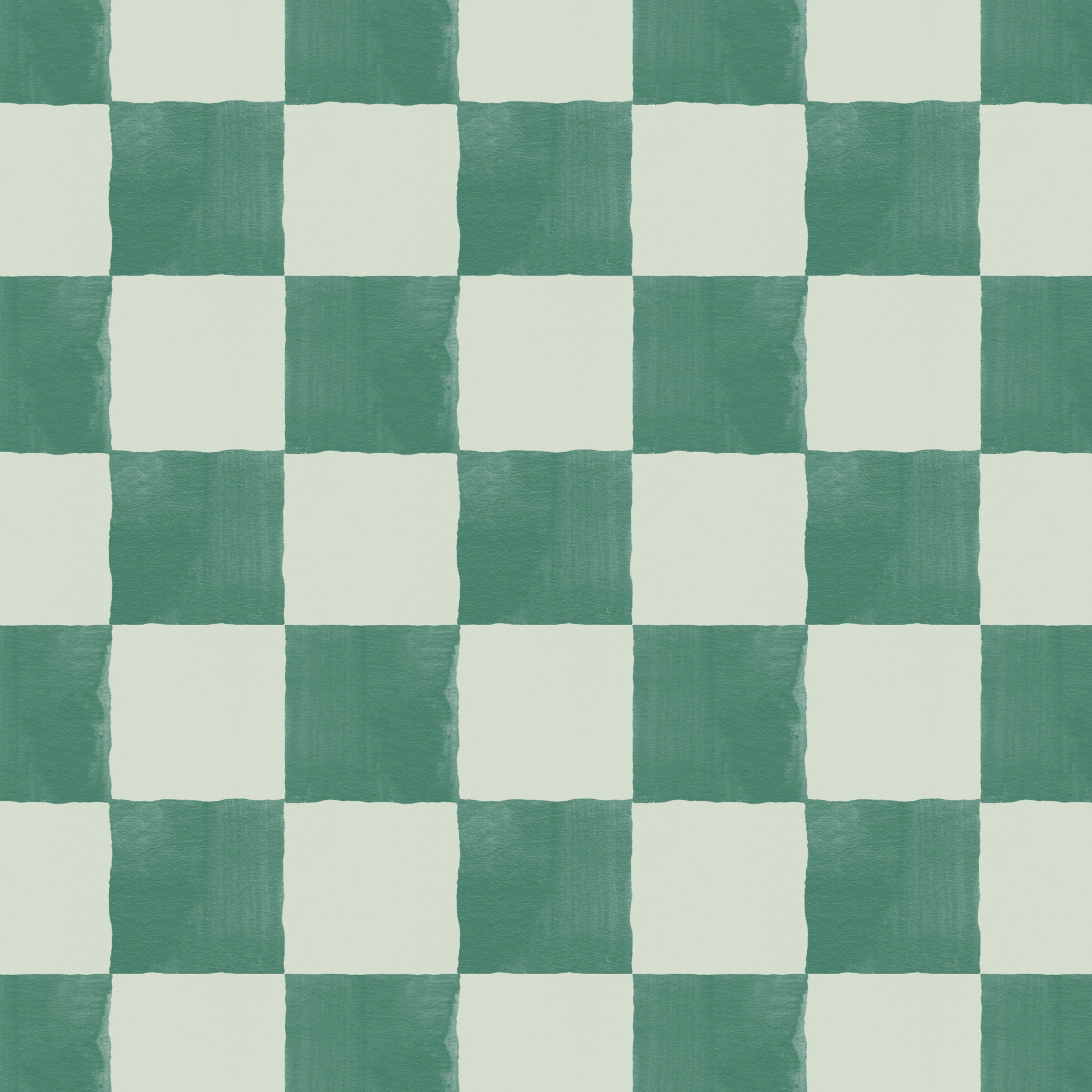 Decorative checkered pattern with alternating sage green and off-white squares, textured wallpaper design