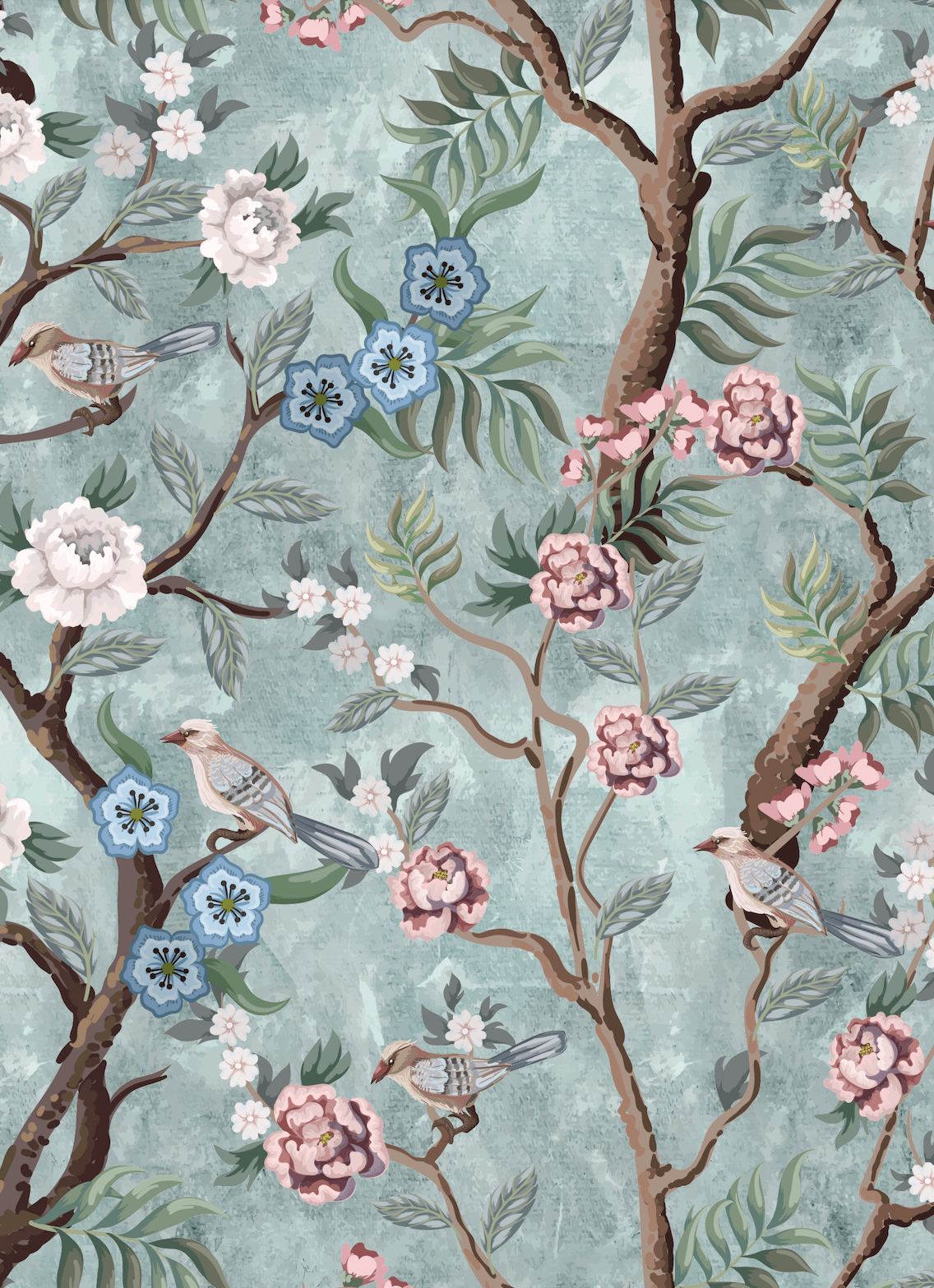 best Chinoiserie wallpaper peel and stick birds flowers