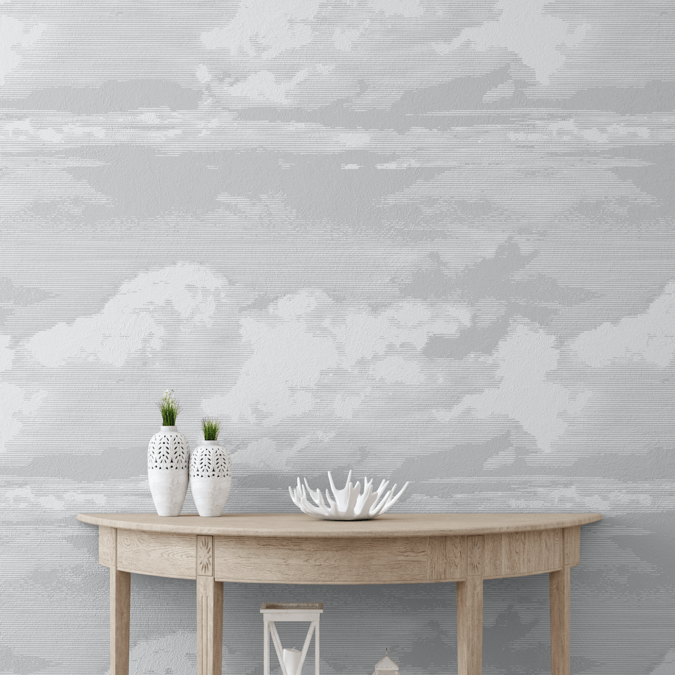 Grey Cloudy Sky Peel and Stick Removable Wallpaper