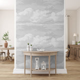 Grey Cloudy Skies Peel and Stick Removable Wallpaper