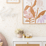 Creamy Beige Flower wallpaper in modern room with frames