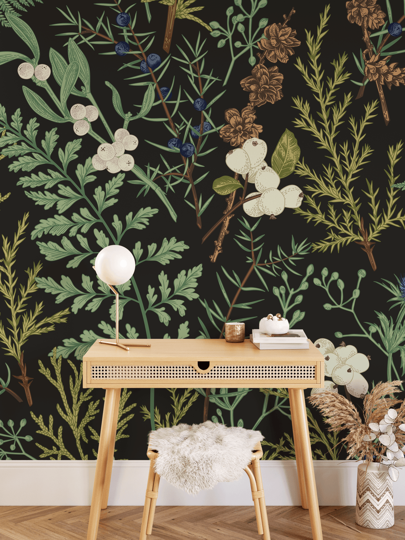 Dark Botanical Removable Wallpaper (Peel and Stick)