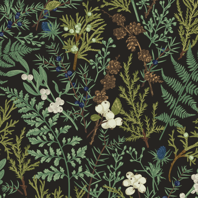 Vintage Dark Fern Botanical Wallpaper. Removable Wallpaper. Peel and Stick Wallpaper. Temporary Wallpaper. Botanical Wall