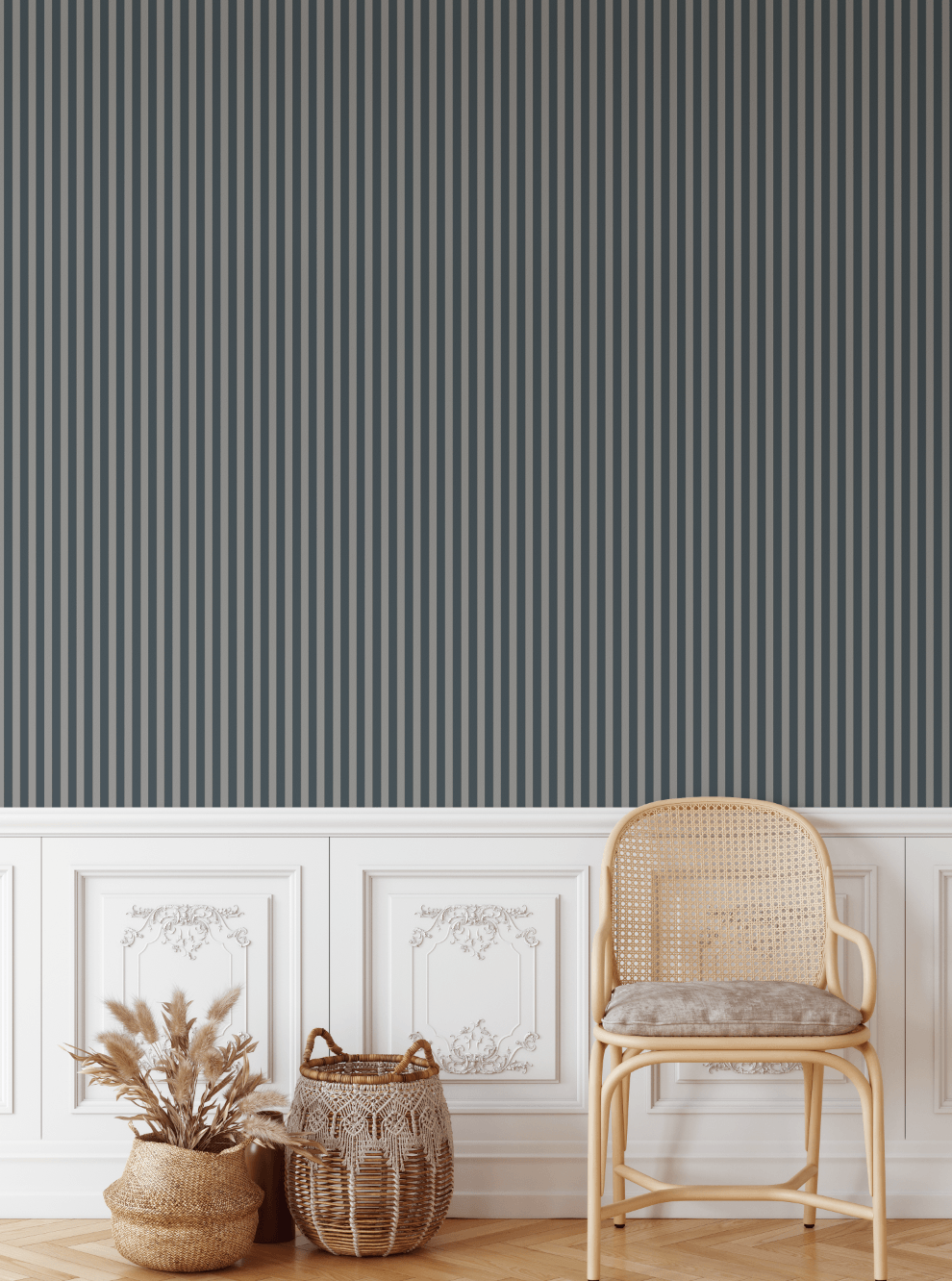 Blue Stripe Peel and Stick Wallpaper Removable Wallpaper for Walls