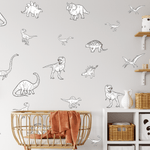Best Black and White DInosaur wall decals peel and stick 