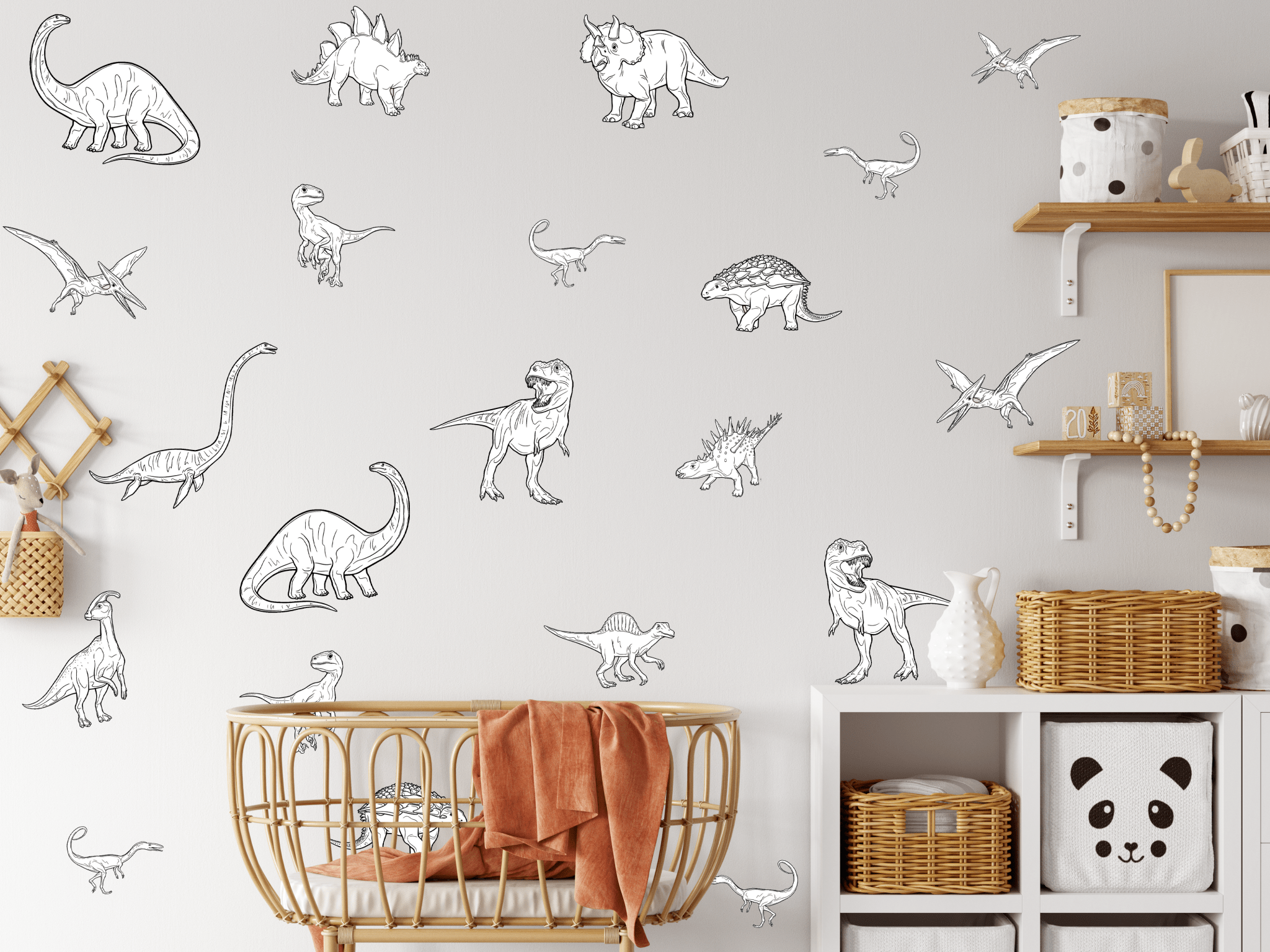 Best Black and White DInosaur wall decals peel and stick 